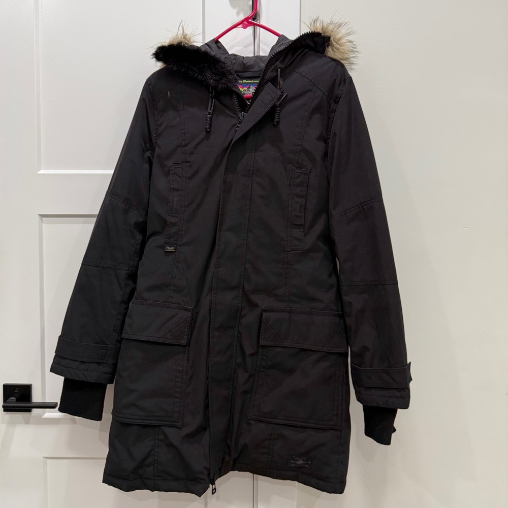 TNA Black Ski & Snow Jacket with Fur Hood